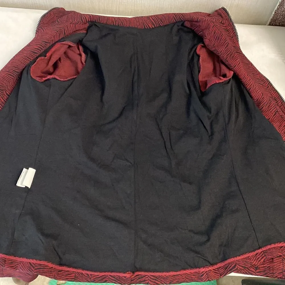 BrasilSul Athletic Jacket Sz Small Dark Red Black Zip Front